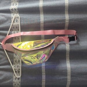 Clear pink iridescent fanny pack